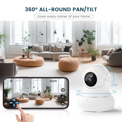 Littleelf Security Camera Indoor, 2K Pet Dog Cameras House Security with APP, Baby Monitor with Motion/Crying Detection, WiFi Camera with 2-Way Audio, 360°Home Security Cameras works with Alexa