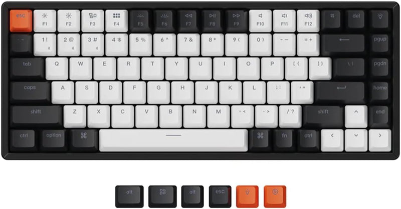 K2 Wireless Bluetooth/USB Wired Mechanical Gaming Keyboard, Hot-swappable 75% Layout 84 Keys RGB LED, Aluminum Frame for Mac Windows, Gateron G Pro Brown Switch, Version 2 - Gray with RGB lighting
