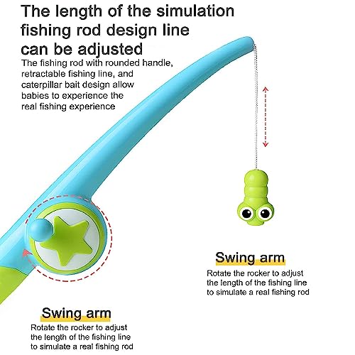 Joyzzz Kids Bath Fishing Toy, Magnetic Fishing Game with Wind-Up Swimming Whales, Toddler Bath Toys for Baby Bath Time Sensory Development, Boys Girls 2 3 4 5 Years Bathtub Toy