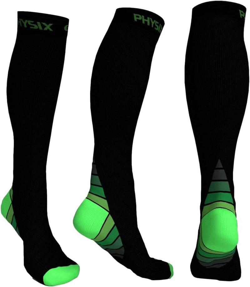 Compression Socks for Men & Women 20-30 mmhg - Athletic Fit (1 Pair) - S/M Black/Green