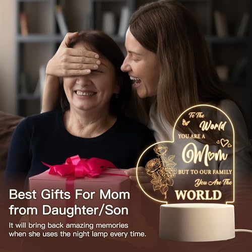 YHCG Mum Birthday Gifts, Gifts for Mum Engraved Night Light, Birthday Gifts for Mum with Touching Words, Mum Gifts from Daughter Son, Idea Gifts for Mum, Presents for Mum