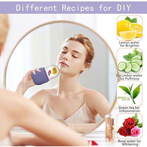 XHJRI Ice Face Roller Massager,Ice Cube Roller for Face, Eyes and Neck Naturally Conditioning and Skin Care,De-Puff Eye Bags,Reduce Migraine Pain,Reusable Massage Silicone Ice Mold (Purple)