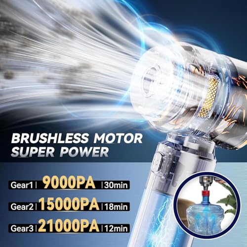 Forubar 4-in-1 Cordless Car Vacuum Cleaner, 22000Pa Handheld Portable Vacuum with Compressed Air Duster & Blower, Brushless Motor, 3-Speed, Type-C Charging for Car, Home, Office, Pet Hair (Black)