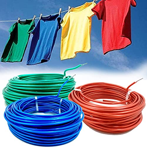 Aloud Creations PVC Coated Steel Wire Rope for Drying Clothes/ Clothesline, Length 20 Meter with 2 Plastic Hooks (Multi Colour) � Pack of 1