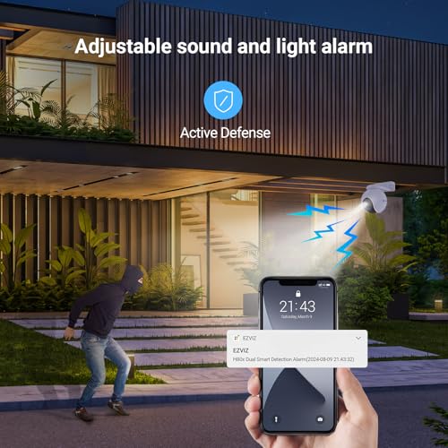 EZVIZ 4K WLAN IP PT Camera, Outdoor Camera with AI Person Detection, Active Defense, 30 Metre Colour Night Vision and Double Lens, H80x