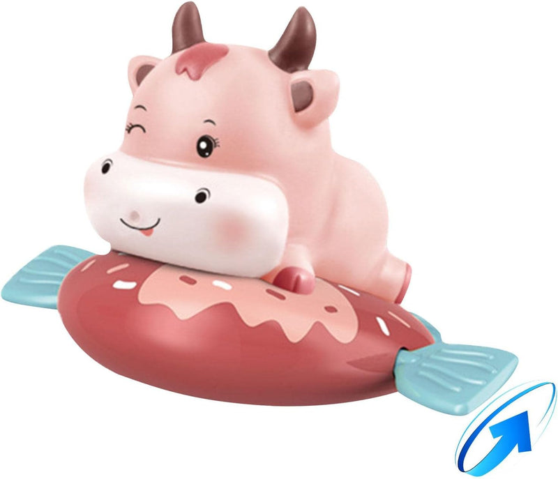 Children Bathing Toy,Float Wind-Up Baby Bath Toys Cow Swimming Pool Game Toy for Kids, Children | Cute Farm Animal Toy Water Jet Toy for Bathtub, Beach, Pool
