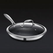 Eterna Tri-Ply Hybrid 24cm Frying Pan with Lid Stainless Steel & Ceramic Coating, Metal-Utensil Safe, Oven & Dishwasher-Safe, Induction & All Cooktops Compatible