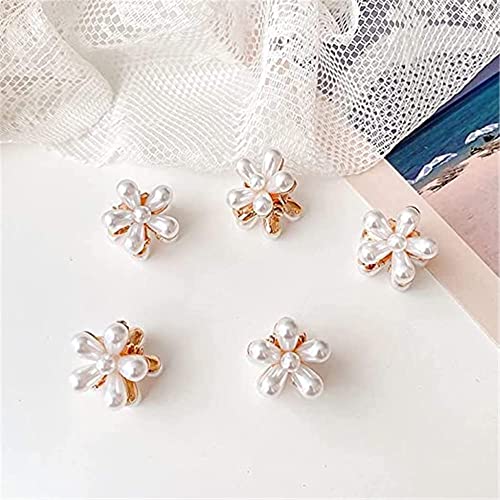 ELECDON Hair Claw, ELECDON 8 Pieces Small Pearl Hair Claw Clips, White Handmade Hairpins Decorative Hair Clips Hair Accessories for Women Girls