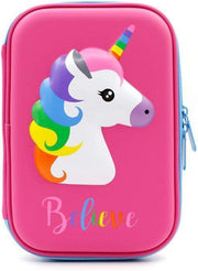 Unicorn Pencil Case with Compartments - Shockproof EVA Hard Shell Multiple Pen Slots Mesh Pockets Large Capacity Organizer for School & Travel 8.7"
