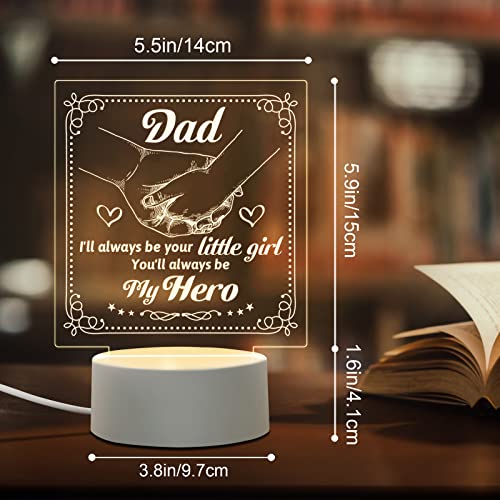 BPA Dad Gifts from Daughter - Birthday, Thanksgiving, Christmas, Father's Day - Personalized Acrylic Sleep Night Light with Base