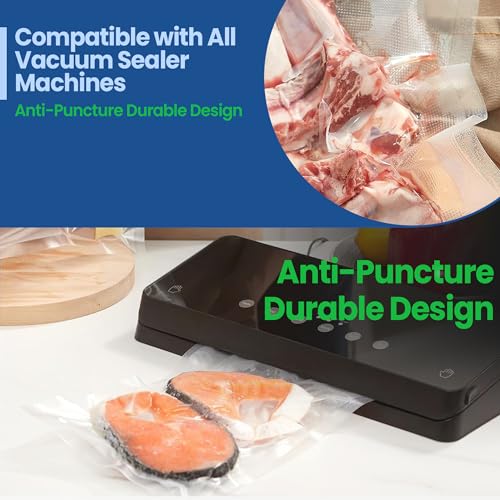 CasaWave 100 Count 15x25cm Vacuum Sealer Freezer Bags with Commercial Grade,BPA Free,Heavy Duty,Great for Food Vac Storage or Sous Vide Cooking