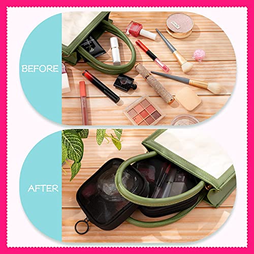 4 Pcs Mesh Makeup Bag Mesh Zipper Pouch Mini Portable Keychain Pouch Cosmetic Coin Purse Small Pouch Small Purse Organizer Travel Case for Toiletries Women Accessories Beauty Sponge Holder, Black