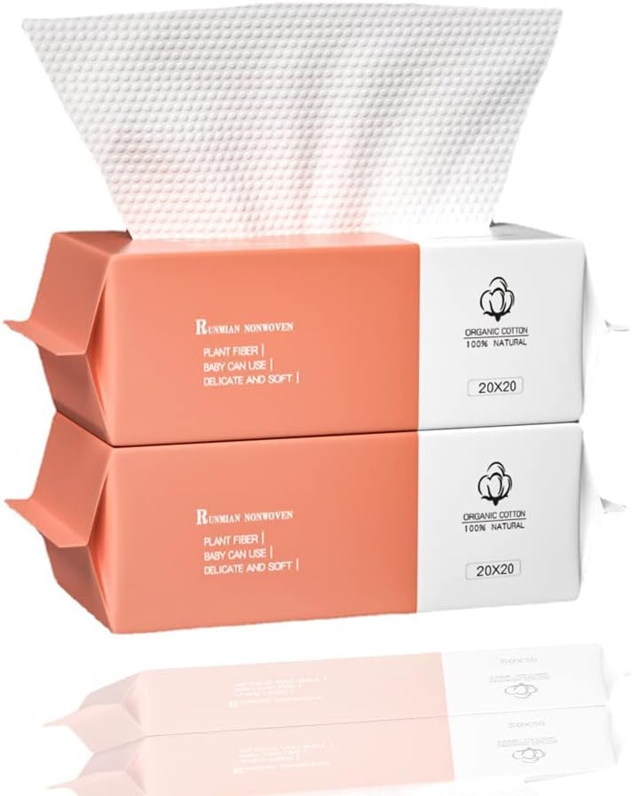 Cotton Facial Dry Wipes 100 Count, Deeply Cleansing Disposable Face Towel Cotton Tissue Multi-Purpose for Skin Care, Facial Tissue for Cleansing, Skincare and Makeup Remover, Make-up Wipes, Face Wipes