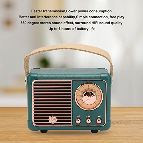 Retro Bluetooth Speaker, Mini Wireless Bluetooth Speaker, Portable Vintage Speaker with 360° Surround Stereo Sound, Support USB/TF Card/AUX, Cute Old Fashion Style Speaker for Home Outdoor, Green (#5)