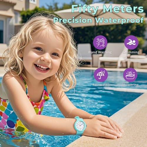 Adando Kids Analog Watch Waterproof Wrist Watch Quartz Minimalist Watches with Soft Band Silicone Strap Learning Time Children Watch Easy to Read for Girls Boys Birthday Gifts