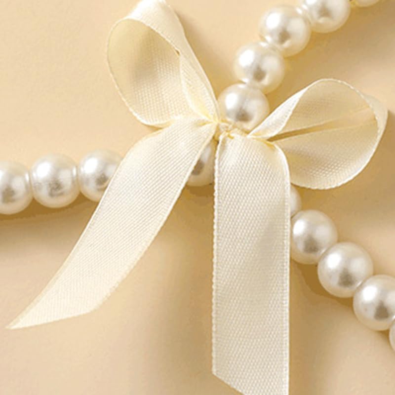 BETAM 6Pcs Mini Pearl Hangers for Pet Dog Cat Small Baby Kids, Clothes Hangers with Ribbon Bowknot (White)