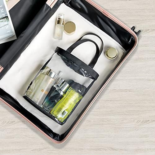 onemoky Travel Toiletry Bag, Clear Makeup Bag for Women, TSA Approved Toiletry Bag, Waterproof Clear Bag Cosmetic Pouch, Transparent Makeup Organizer, Carry on Airport Airline Compliant, Beige