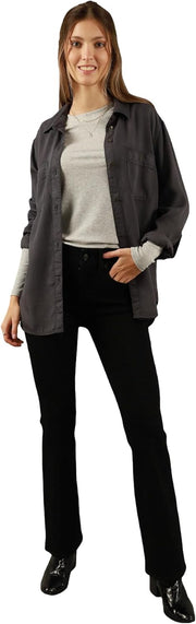 Womens AE Long-Sleeve Button-Up Shirt Classic (pack of 1) - Black