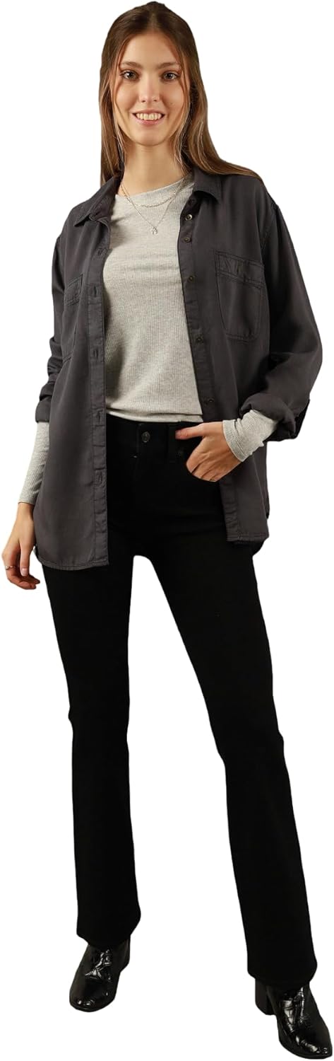 Womens AE Long-Sleeve Button-Up Shirt Classic (pack of 1) - Black