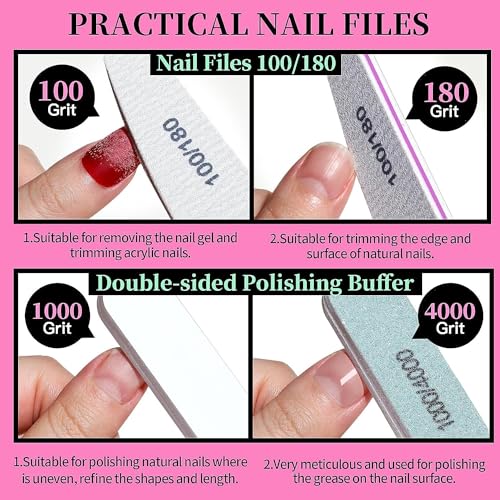 Paporich Nail Care Tool Kit, Nail Files 100/180, Nail Buffer Block, Cuticle Nippers, Cuticle Pusher, Cuticle Trimmer, Nail Lifter for Ingrown Toenails, Nail Tools, Nail Kit, Pedicure & Manicure Tools