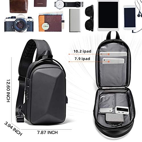 NALACAL Water-Resistant Sling Bag for Men, USB Crossbody Backpack Casual Mens Shoulder Bag