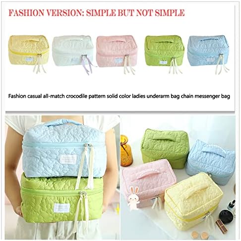 Juoxeepy Cotton Makeup Bag Large Travel Cosmetic Bag Quilted Cosmetic Pouch Coquette Aesthetic Floral Toiletry Bag, A-White, 10x5.9x5.3in