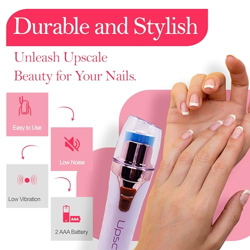 Upscale Nail Buffer, Filer and Polisher( 3 in 1), Electric Manicure Pedicure Tool to easily file and shine Fingernails and Toenails - White