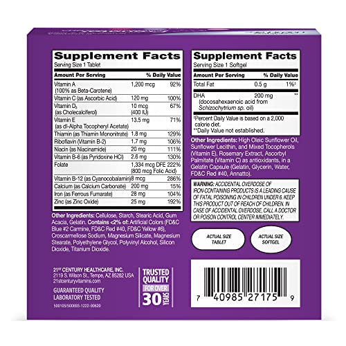 21st Century Prenatal Multivitamin/Mineral + DHA 60 Tablets / 60 Softgels Bottles 2's