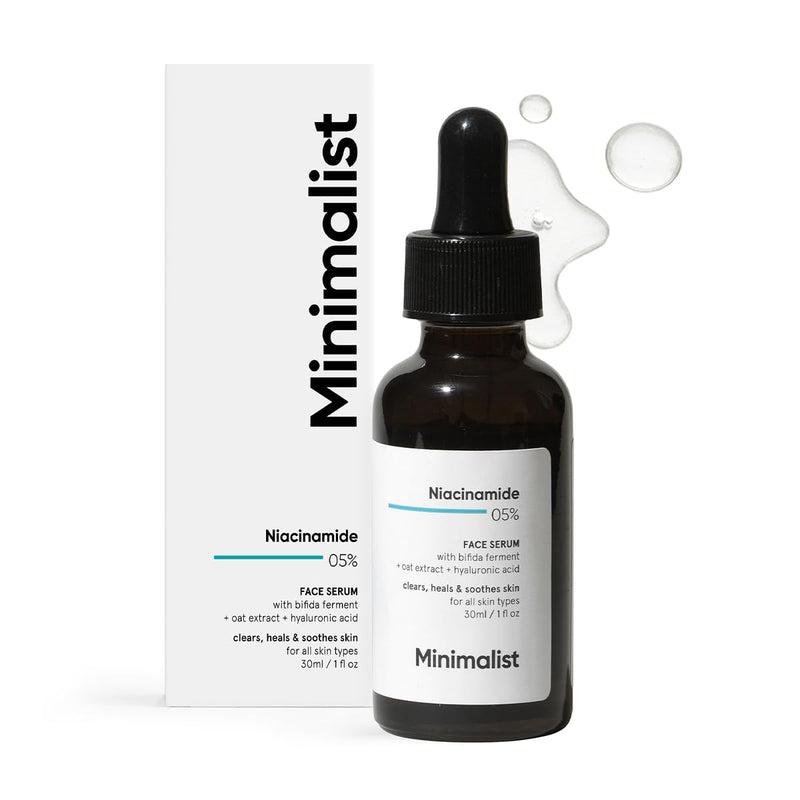 Minimalist Niacinamide 5% Face Serum with Vit B3 & Hyaluronic Acid for Clear Glowing Skin | Helps Reduce Dullness & Sun Damage, Hydrates & Repairs Skin Barrier | For Dry & Sensitive Skin | 30ml