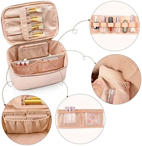 OCHEAL Makeup Bag, Portable Cosmetic Bag, Large Capacity Travel Makeup Case Organizer, Black Makeup Bags For Women Toiletry Bag for Girls Traveling With Handle and Divider