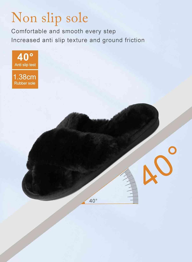 URbazaar Women‘s House Slippers Faux Fur Fashion Warm Shoes Woman Slippers Comfortable Home Furry Slippers,Lightweight Non Slip House Slippers For Cozy Indoor Outdoor