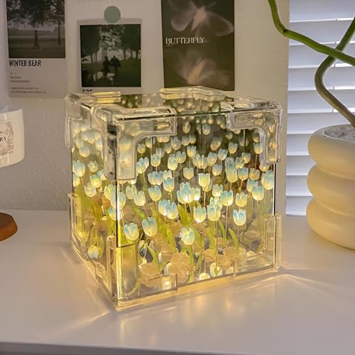 Excefore Tulip Flower Night Light, Handmade Flower Decoration Lamp, DIY Decoration Tulip Flower Night Light for Bedroom, Living Room, and Kids Room Atmosphere Decoration Desk Ornaments