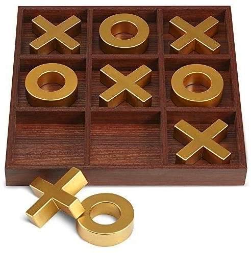 Quesera Wooden Tic Tac Toe Game – Handmade Wooden Board Game Set with X and O Pieces – Fun Coffee Table Decor & Gift for Kids, Adults, Families – Rustic Home Accent