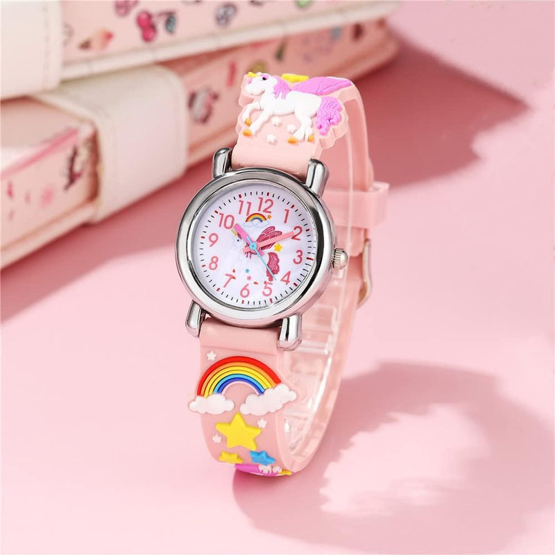 Kids Watches Girl Watches Ages 3-12 Sports Waterproof 3D Cute Cartoon Digital 7 Color Lights Wrist Watch for Kids