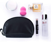 Half Moon Cosmetic Bag, Travel Makeup Pouch, Portable Waterproof Cosmetic Pouch for Girls Women, Small (ALL BLACK) - ALL BLACK