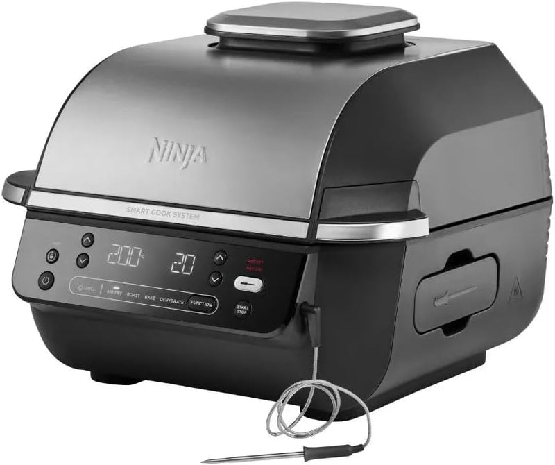 5-in-1 Indoor Grill & Air Fryer, 5 Cooking Functions, Make Up to 4 Burgers, 5.7L capacity, Low Smoke, Includes Digital Meat Thermometer, Black/Silver, EG351ME, 2 Years Warranty