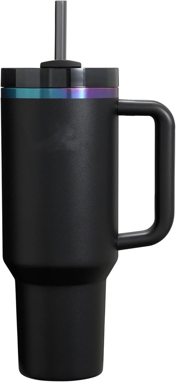 Original Quencher H2.0 Tumbler with Handle & Straw 40 oz | Twist On 3-Way Lid | Cupholder Compatible for Travel | Insulated Stainless Steel Cup | BPA-Free | Black