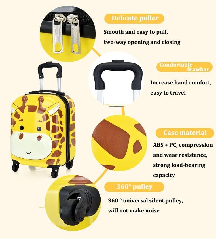 Kids Cute Luggageï¼ŒTravel Suitcase with Wheelsï¼Œ18 Inch Cartoon Children's Trolley Case with Locksï¼ŒCarry On Hard Shell Travel Trolley Rolling Luggage,Waterproof and Anti-theft (Crocodile) - multi