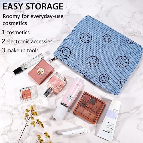 ZLFSRQ 3Pcs Checkered Makeup Bag for Women Large Cosmetic Bag Set Travel Toiletry Bag Makeup Pouch Bag for Purse Pink Zipper Storage Bag Organizer Cute Small Aesthetic Girls Car Essentials Bag
