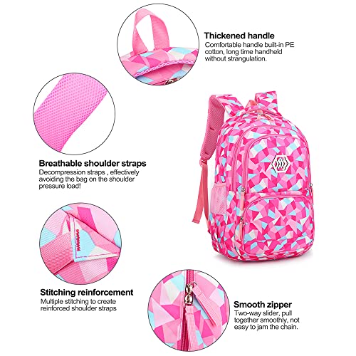 URbazaar Girls School Bag,Girl Geometric Printed Primary Junior High University School Bag Bookbag Backpack Sets