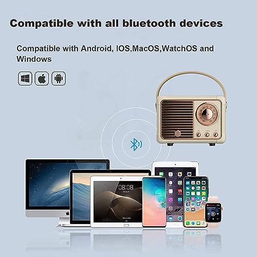 [Upgrade] Retro Bluetooth Speaker, Mini Wireless Bluetooth Speaker, Cute Old Fashion Vintage Decor Style for Kitchen Desk Bedroom Office Party Outdoor (Antique White)
