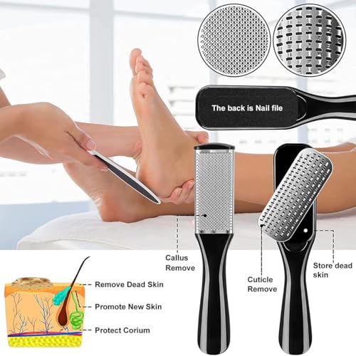 Professional Pedicure Foot Spa Set,10 in 1 Pedicure Set for Feet,Stainless Steel Foot Care Kit, Foot Rasp Dead Skin Remover Foot Pedicure Kit,Foot File Kit Foot Callus Remover (Black)