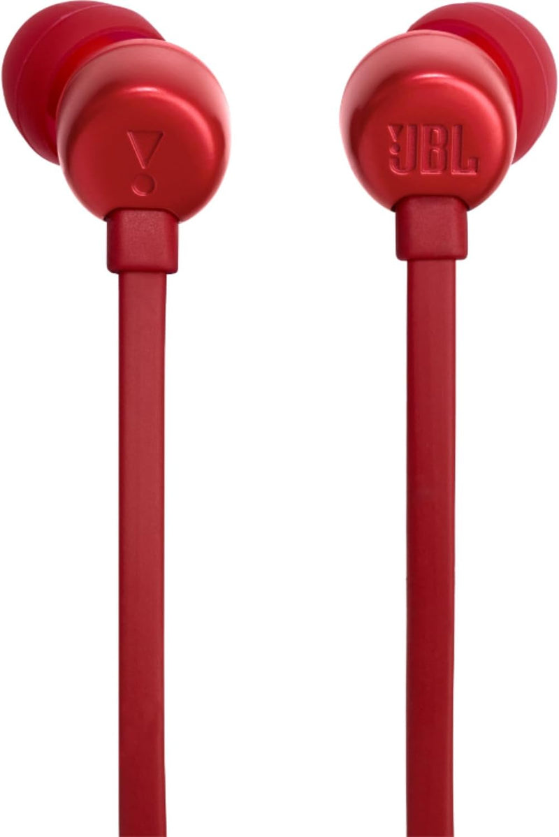 JBL Tune 110 Wired In-Ear Headphones, Deep and Powerful Pure Bass Sound, 1-Button Remote/Mic, Tangle-Free Flat Cable, Ultra Comfortable Fit - Black, JBLT110BLK