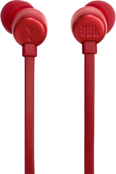 JBL Tune 110 Wired In-Ear Headphones, Deep and Powerful Pure Bass Sound, 1-Button Remote/Mic, Tangle-Free Flat Cable, Ultra Comfortable Fit - Black, JBLT110BLK