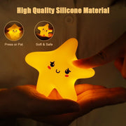 Cute Star Night Light for Kids Bedroom, SYOSI USB Rechargeable Dimmable Stars Lamp, Cute Silicone Toddler Nightlight, Magnetic Nursery Decor, Sleep Light for Children Women Teen Girls Gift