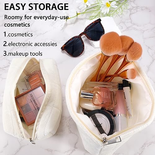 ZLFSRQ 3Pcs Checkered Makeup Bag for Women Large Cosmetic Bag Set Travel Toiletry Bag Makeup Pouch Bag for Purse Pink Zipper Storage Bag Organizer Cute Small Aesthetic Girls Car Essentials Bag