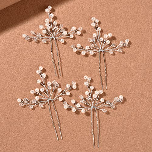 Benting Bridal Wedding Hair Vine,Extra Long Pearl and Crystal Beads Bride Head Piece,Silver Hair Accessories for Women and Girls