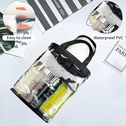 onemoky Travel Toiletry Bag, Clear Makeup Bag for Women, TSA Approved Toiletry Bag, Waterproof Clear Bag Cosmetic Pouch, Transparent Makeup Organizer, Carry on Airport Airline Compliant, Beige