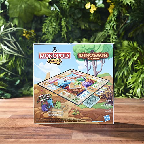 Monopoly Junior Dinosaur Edition Board Game for 2-4 Players, Kids Fun Toys, Multicolor