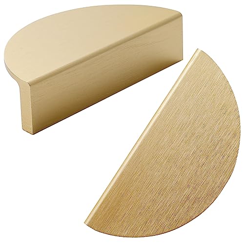 6 Pack Brushed Gold Semicircle Cabinet knobs Kitchen Cabinet Pulls with Vintage Cupboard Drawers Hardware Dresser Drawer Handles Kitchen Cabinet Handles (S, 6 Pack, Brushed Gold), ABT-303-S